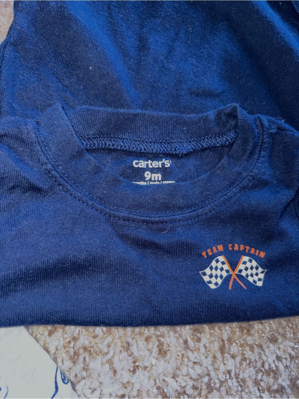 Carter's Navy Short-Sleeve Bodysuit with Checkered Flag Graphic - Picture 3 of 3
